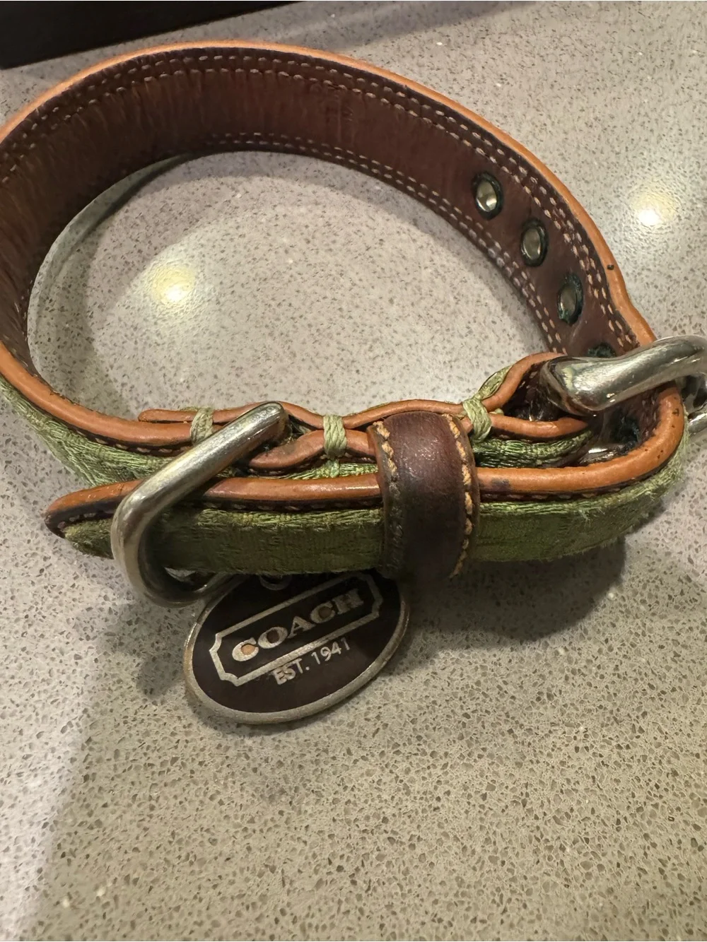 Coach Signature Green Dog Collar size XS